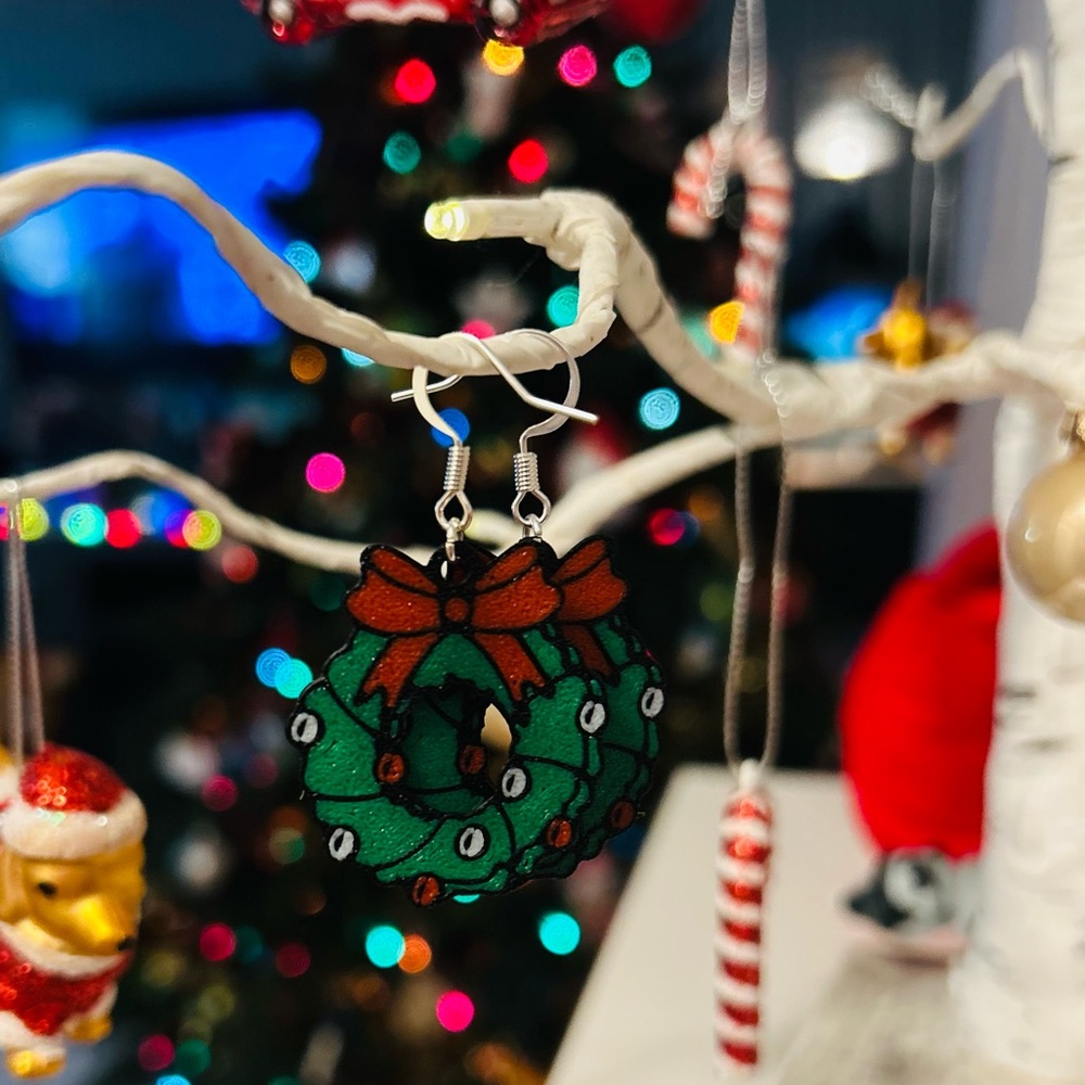 Wreath Earrings 3D printed & handmade